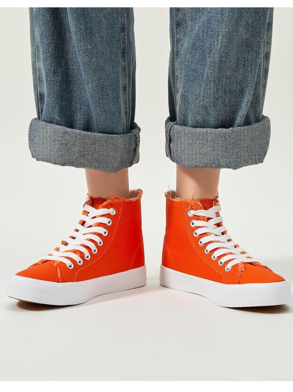 HASH BUBBIE High-Top Canvas Sneakers in Orange - UNISEX SIZE 8w 6m